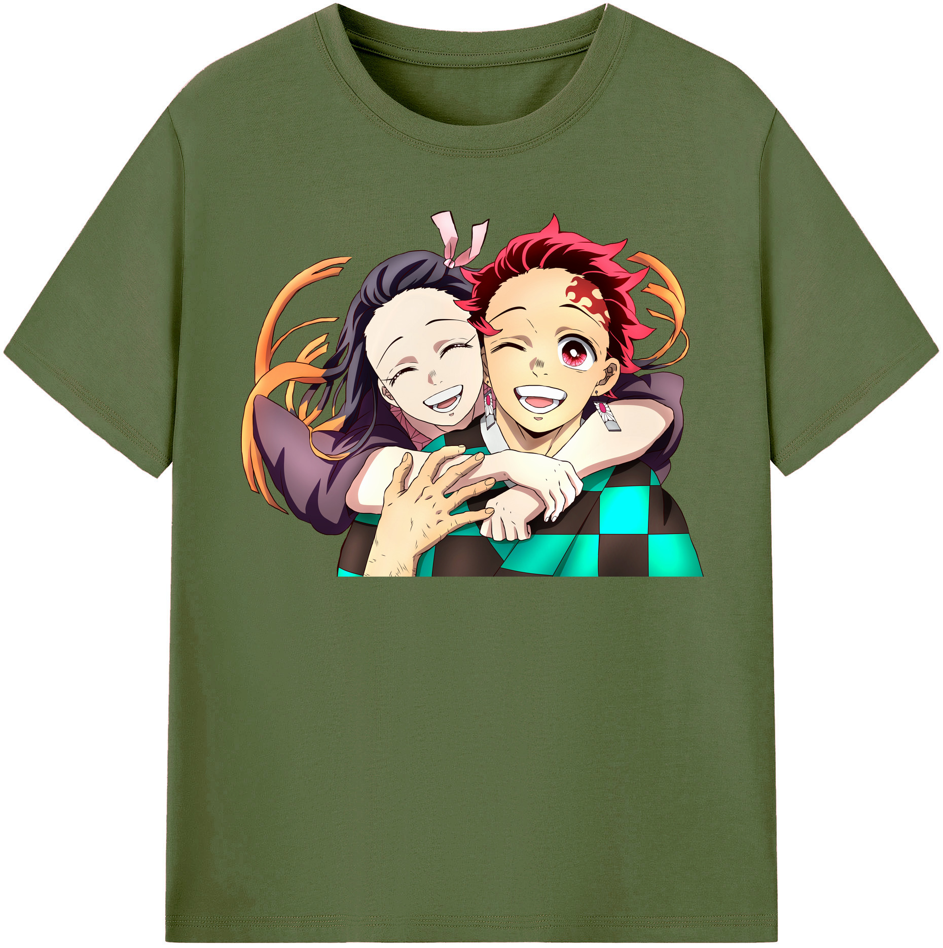 （画像用） 鬼滅の刃（きめつのやいば）竈門 禰󠄀豆子／かまど ねずこ Kamado Nezuko 綿100％半袖Tシャツ（フロントプリント）